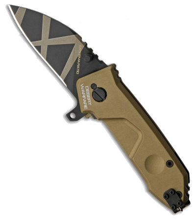 product image for Extrema Ratio MFO D Desert Warfare Liner Lock Knife Tan and Black Camo N690 Steel