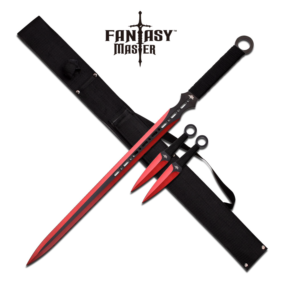 product image for Fantasy-Master Black Redblade Double Edge Ninja Sword Set