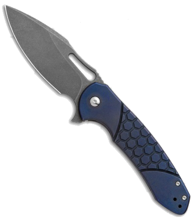 product image for Ferrum Forge Pro Series Fortis 2.0 Blue Hex Titanium S35VN Stonewash Blade Flipper Knife