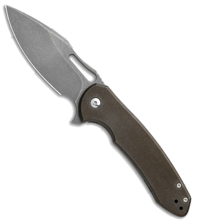 product image for Ferrum Forge Pro Series Fortis 2.0 Bronze Slab Titanium S35VN Stonewash Blade Flipper Knife