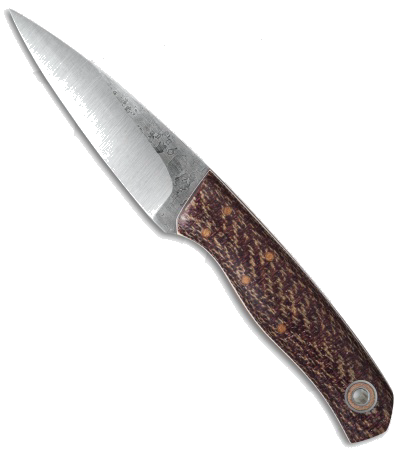 product image for Fiddleback Forge Shank Red Herringbone Burlap Micarta O1 Steel Knife