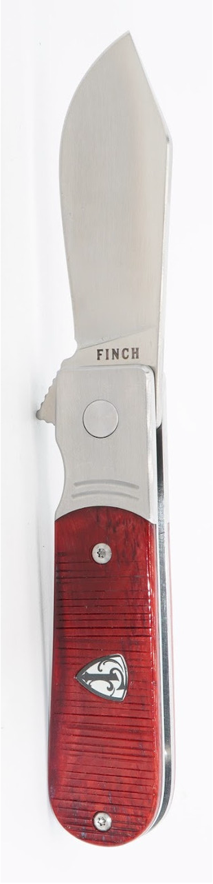 Finch 1929 Nightcrawler Red Ribbed Bone Handle Folding Knife
