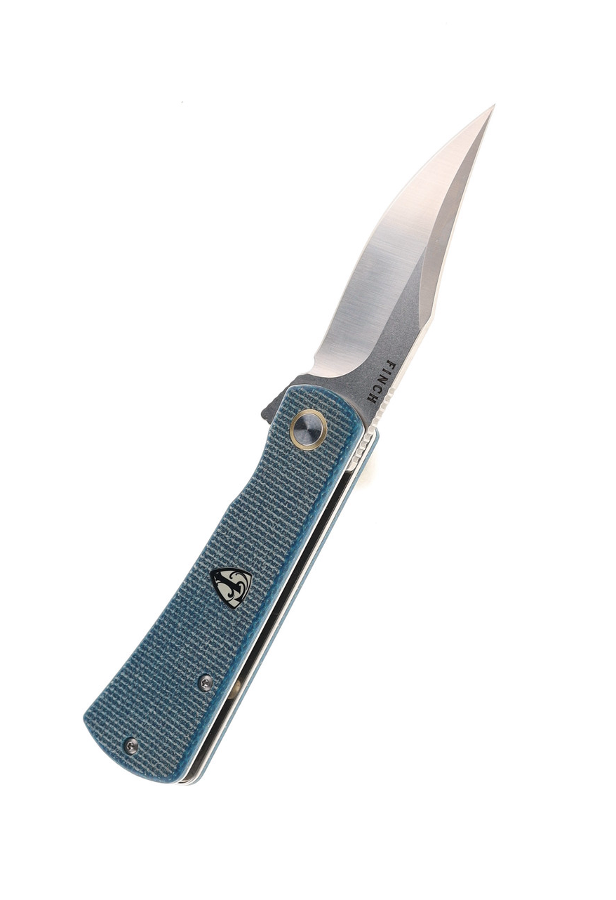 product image for Finch Drifter DT 407 Blue Linen Micarta Folding Knife