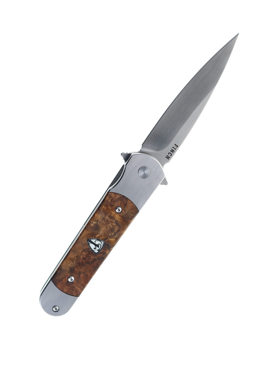 product image for Finch Road Runner RRBURL Burlwood Handle Flipper Pocket Knife