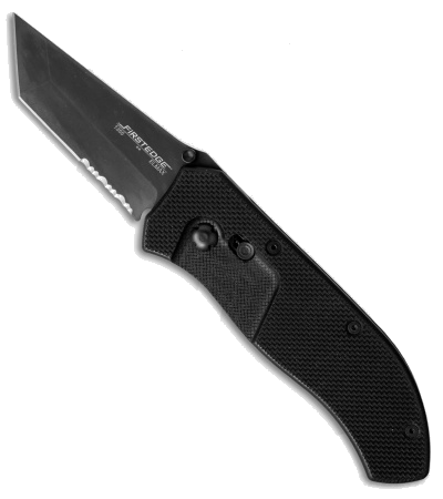 product image for FirstEdge 1355 Tracklock Tanto Spring Assisted Knife Black G-10 Handle Black Serrated Blade