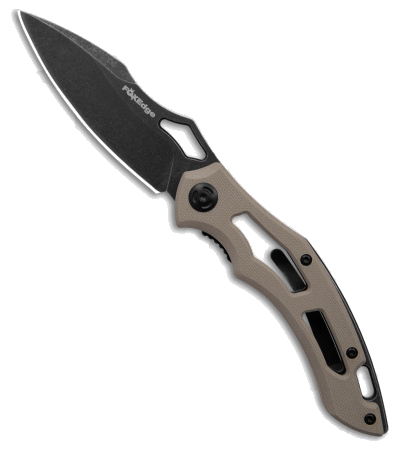 Fox Sparrow Liner Lock Knife Tan G10 Handle Black Stonewash Blade product image