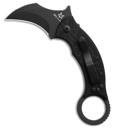 Fox Tribal K Karambit Folding Knife Black G-10 Handle N690Co Blade