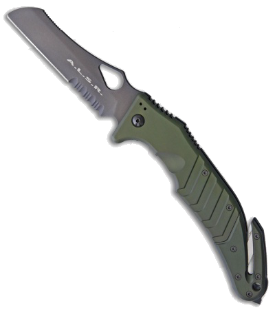 Fox Knives A.L.S.R. OD Green Aluminum Black Serrated Blade