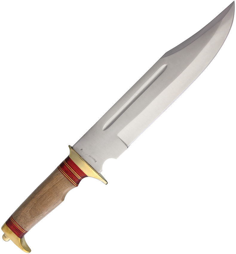 product image for Fox-N-Hound 11.5" Satin Finish Stainless Clip Point Blade Brown and Red Pakkawood Handle