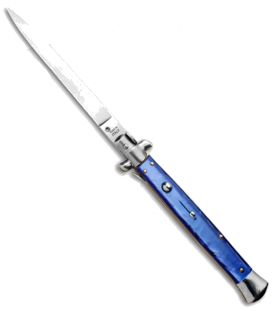 product image for Frank-B SKM 13" Italian Stiletto Automatic Knife Blue Pearlex Satin Flat Blade