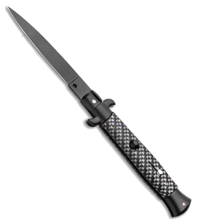 product image for Frank B 9" Italian Stiletto Automatic Knife Simulated Carbon Fiber Black