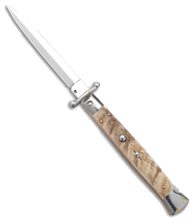 product image for Frank B Italian Stiletto Swinguard Dagger Auto Knife Ram Horn Model 11 Satin