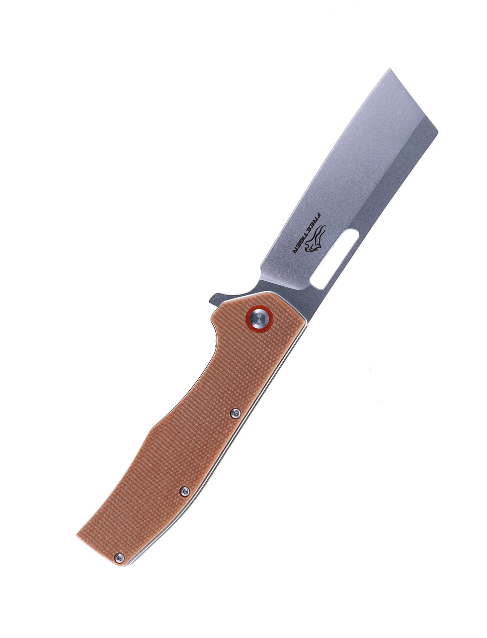 product image for Freetiger FT 955 Brown Folding Knife with Flax Fiber Handle and D2 Plain Edge Stonewash Finish