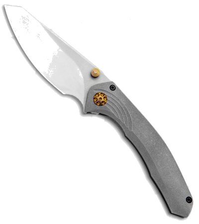 product image for Gavko Custom Sevengill Titanium Gray Frame Lock Knife with Bronze Hardware