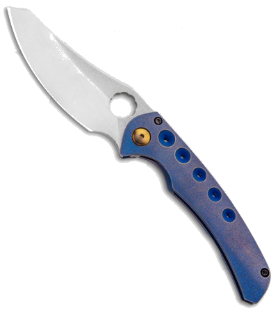 product image for Gavko Sixgill Custom Blue Titanium Frame Lock Knife with Bronze Hardware