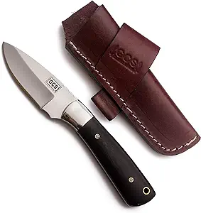 product image for GCS Black Handle D2 Steel Hunting Knife GCS 303 with Leather Sheath