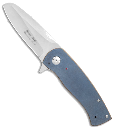 product image for George Muller FL-S Custom Blue Anodized Titanium Sheepsfoot Knife