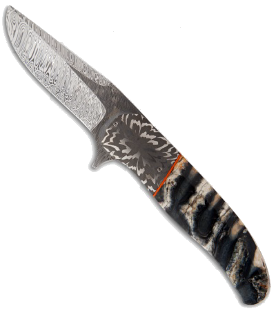 product image for George Muller LL-HH Flipper Folding Knife Bronze Bolsters Lightning Strike Carbon Fiber