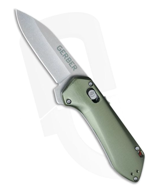 Gerber Highbrow Compact Sage Green Stonewashed Plain Assisted Flipper 30-001526