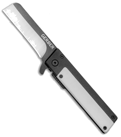 product image for Gerber Quadrant Two-Tone Sheepsfoot Blade Black Steel White G-10 Inlay Flipper Knife