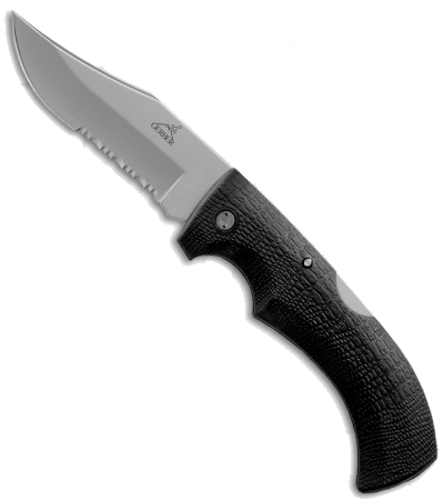 product image for Gerber Gator 6079 Clip Point Partially Serrated Lockback Knife with Rubberized Handle