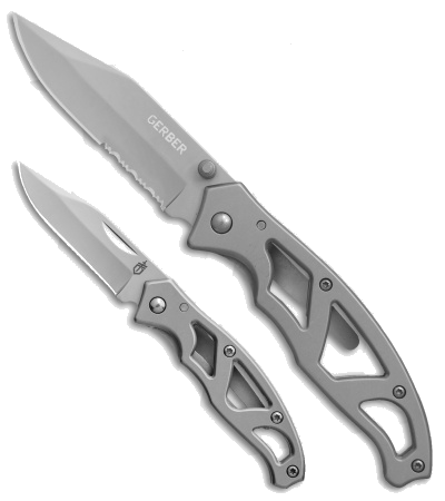 Gerber Gray Paraframe Mini & Paraframe Folding Knife Combo Pack Set of 2 31-003206