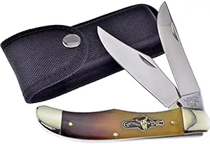 product image for German Bull GB069OXBRK Folding Hunter Black Ox Horn Knife