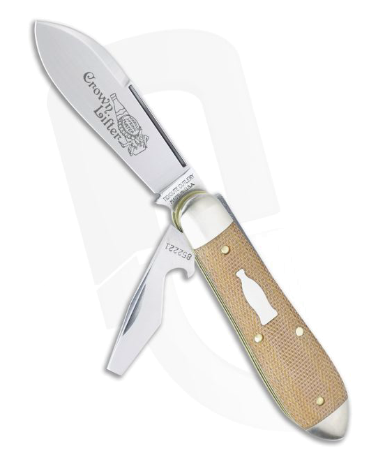 Great Eastern Tidioute Cutlery 85 Crown Lifter Bullet End Jack Slip Joint Natural Canvas Micarta