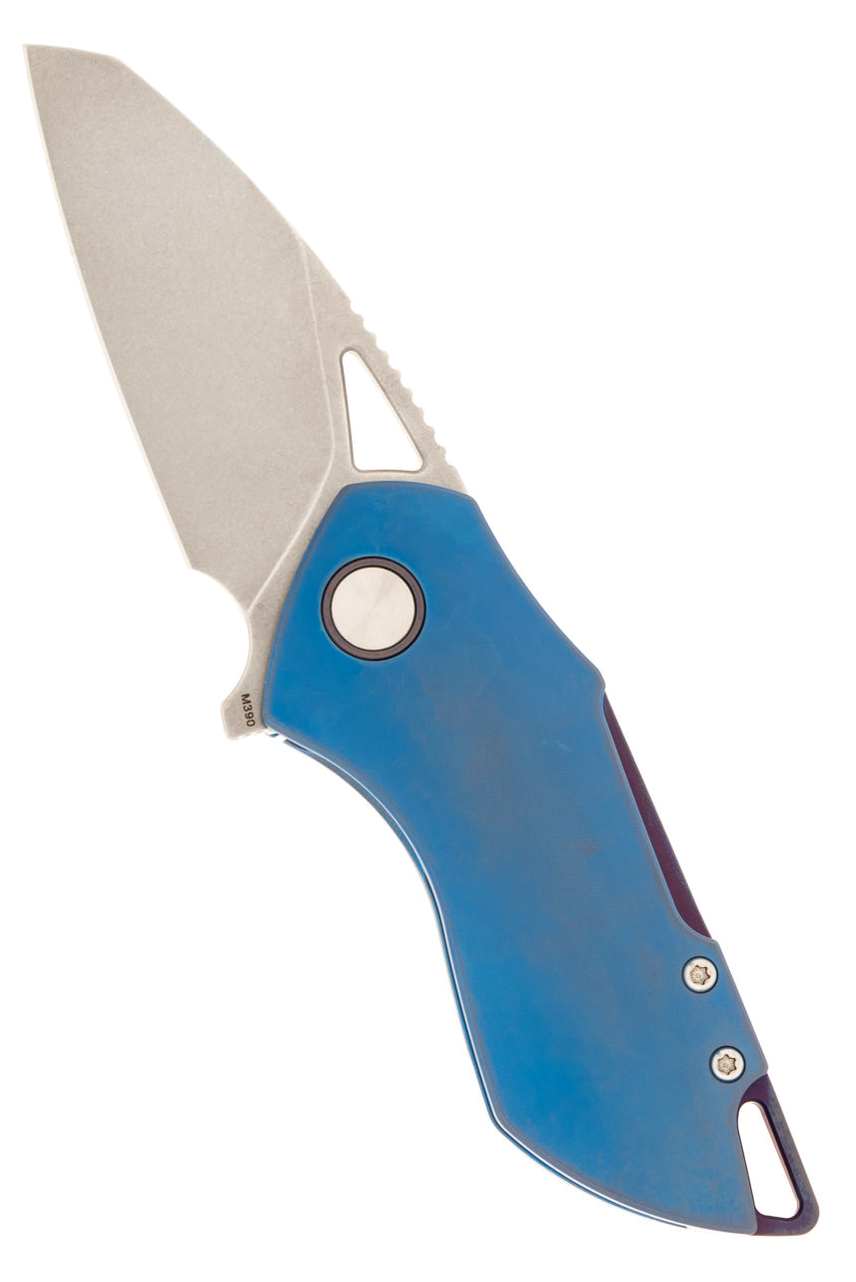 Grissom-Knife-Tool Riverstone M390 Blade Titanium Handle Blue Stonewashed product image