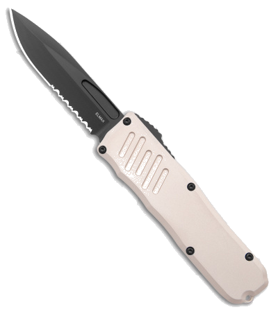 Guardian Tactical RECON-035 OTF Auto Knife Tan Aluminum Handle Black Serrated Blade product image