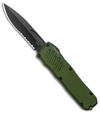 product image for Guardian Tactical RECON-035 OD Green Drop Point OTF Auto Knife Black Serrated Blade