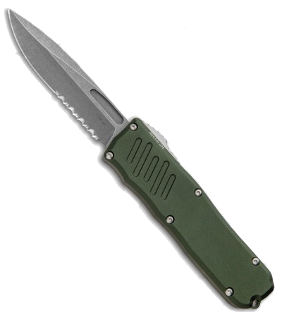 product image for Guardian Tactical RECON-035 OD Green Stonewashed Partially Serrated OTF Automatic Knife