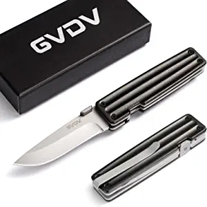 product image for GVDV Silver Folding Knife 7 Cr 15 Stainless Steel with Safety Liner Lock and Belt Clip
