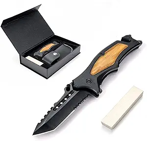 product image for GVDV Utility Pocket Knife - Multi-Function 6-in-1 Folding Knife with Glass Breaker and Bottle Opener for Survival, Camping, Hunting - Gifts for Men