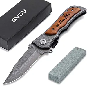product image for GVDV Pocket Knife 7 CR 17 Stainless Steel Folding Knife Wood Handle