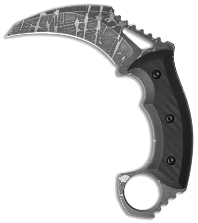 Havoc Works KAOS-BIT Karambit Black G-10 Acid Etched Pattern