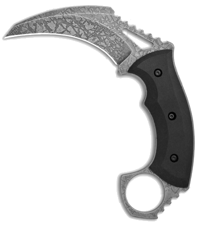 Havoc Works KAOS Karambit Black Richlite Reverse Acid Etched