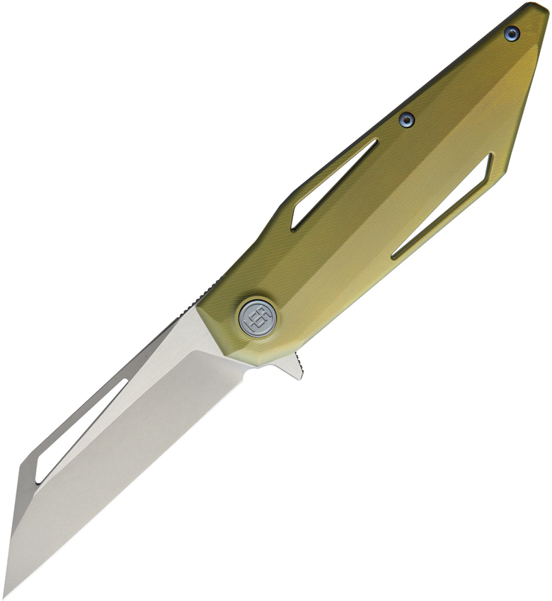 product image for Headesigns Wingman Gold Titanium Framelock 3.5" S35VN Blade
