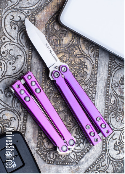 Heed Industries: CFX Mini Balisong - Purple Anodized Titanium - CPM-20CV