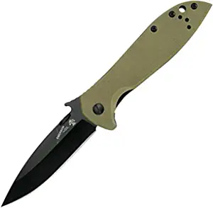 product image for Hen Rooster KS6054BRNBLK Tan G10 Black 8Cr14MoV CQC-4K Framelock Folding Knife