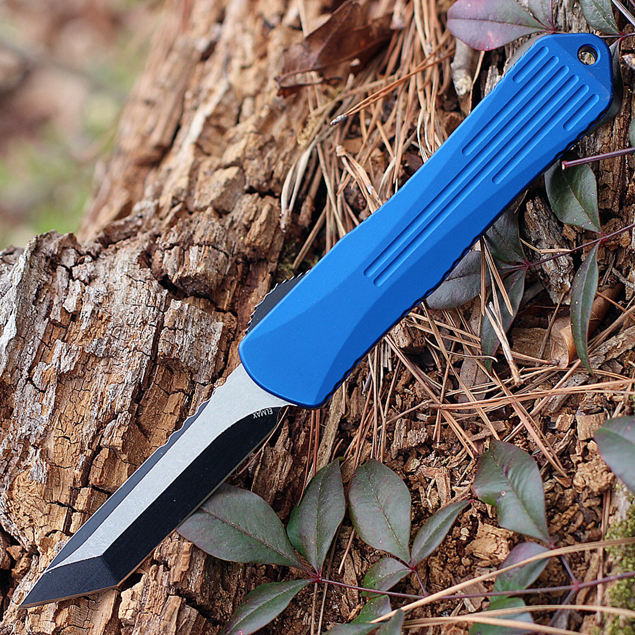 product image for Heretic Knives Manticore E OTF Auto Blue Aluminum Elmax Blade H-027-8A-BLU