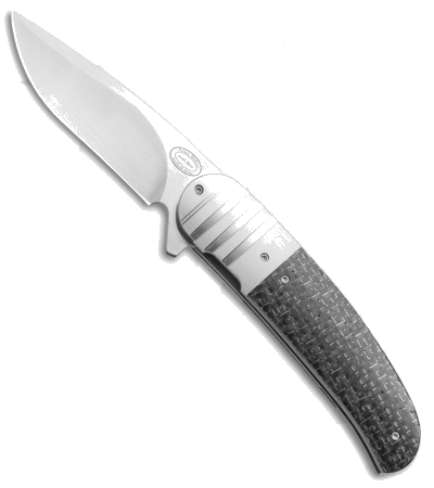 product image for Herucus Blomerus LL 06 Silver Lightning Strike Carbon Fiber Custom Flipper Knife N690 Satin Blade