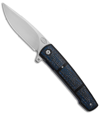 product image for Herucus Blomerus LL 07 Blue Lightning Strike Carbon Fiber Custom Liner Lock Flipper Knife N690 Satin
