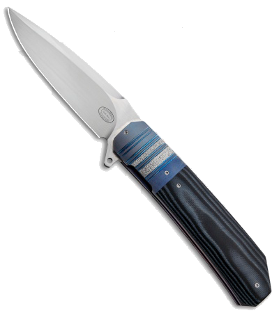 product image for Herucus Blomerus Custom LL 14 Blue G-10 Zirconium Flipper Knife N690 Satin Finish