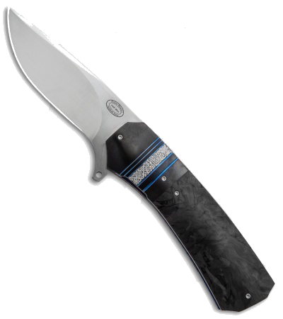 product image for Herucus Blomerus LL 15 Custom Blue Anodized Titanium Marble Carbon Fiber Knife