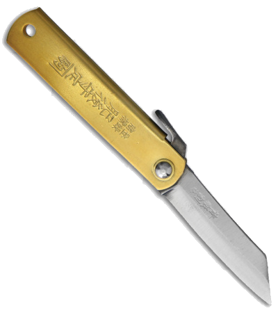 product image for Higonokami Aogami Friction Folder Pocket Knife Brass Handle