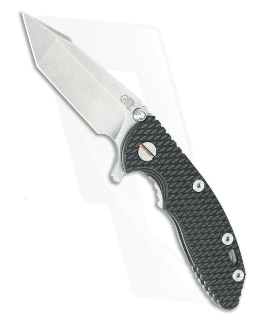 Hinderer Knives XM 18 3 Green Black Harpoon Tanto Stonewashed Flipper