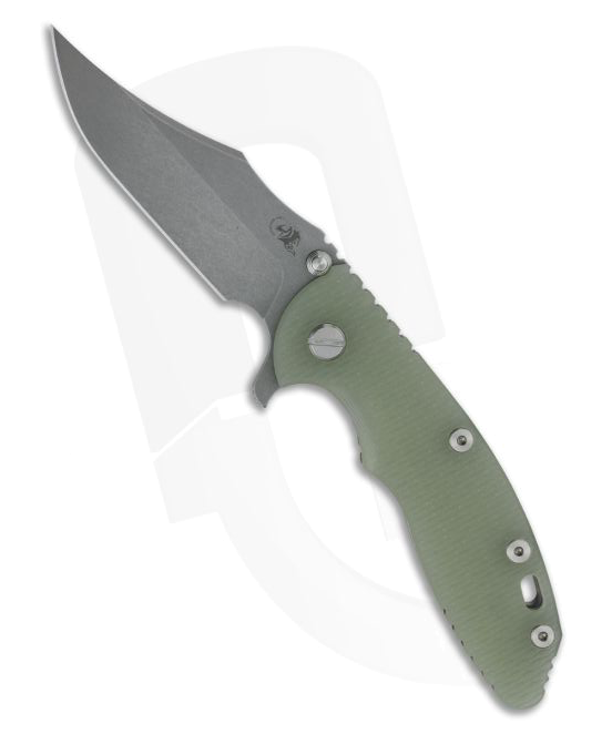 Hinderer XM 18 3.5 Bowie Working Finish 20CV Translucent Jade G-10 Tri-Way Flipper 1077