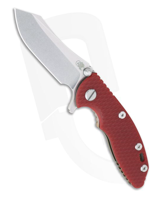 Hinderer XM 18 3 Skinner Stonewashed 20 CV Red G-10 Bronze Titanium Tri-Way Pivot Flipper 1117