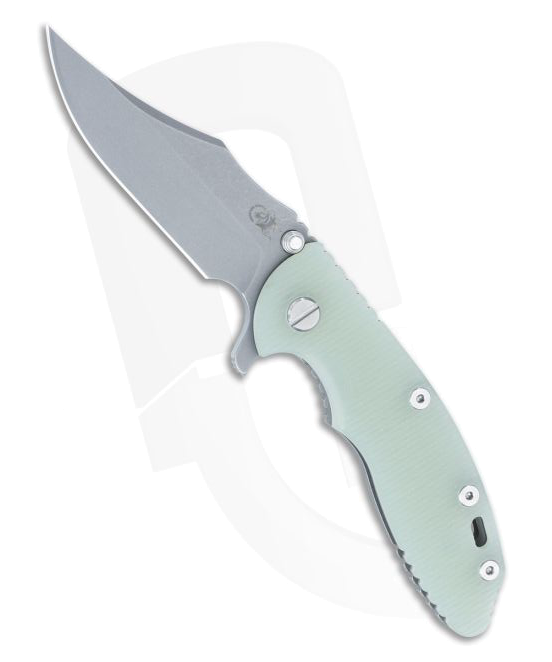 product image for Hinderer XM 18 3 5 Tri Way Flipper Translucent Green G 10 Working Finish S 45 VN Bowie HK 1482